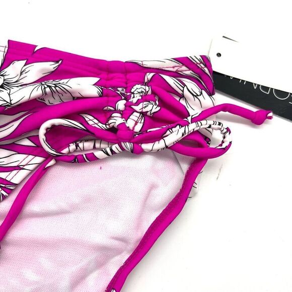 California Waves Pink Tropical Floral Bikini Bottoms Size Small - Picture 5 of 8